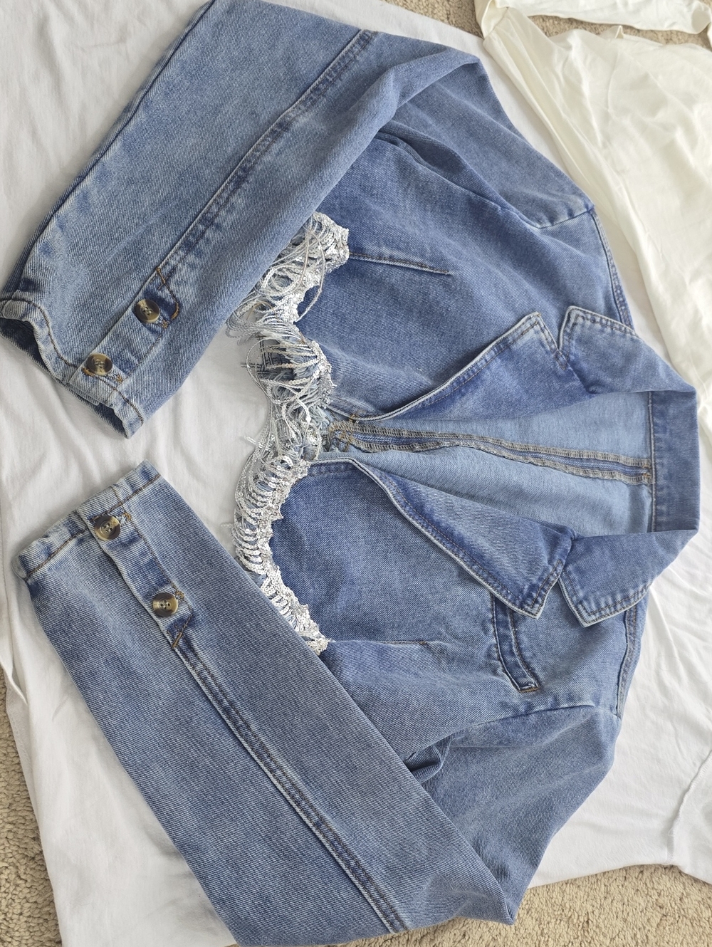 Women’s Blue Denim Jean Jacket with Fringe